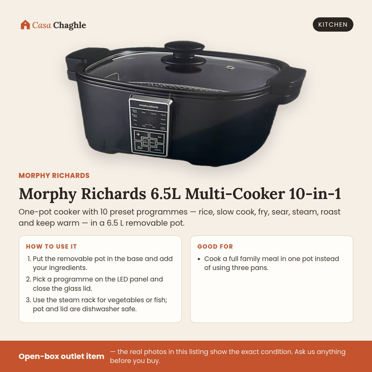 Morphy Richards 6.5L Multi-Cooker 10-in-1