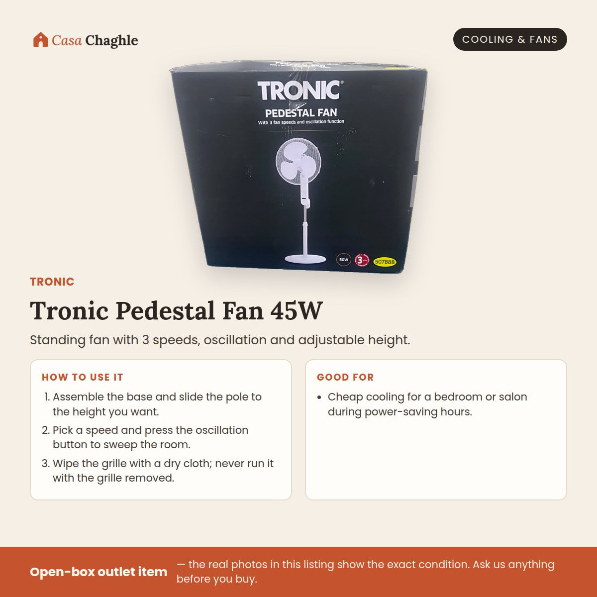 Tronic Pedestal Fan 45W