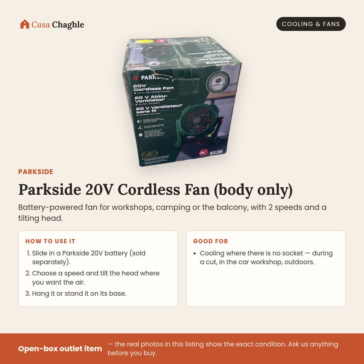 Parkside 20V Cordless Fan (body only)