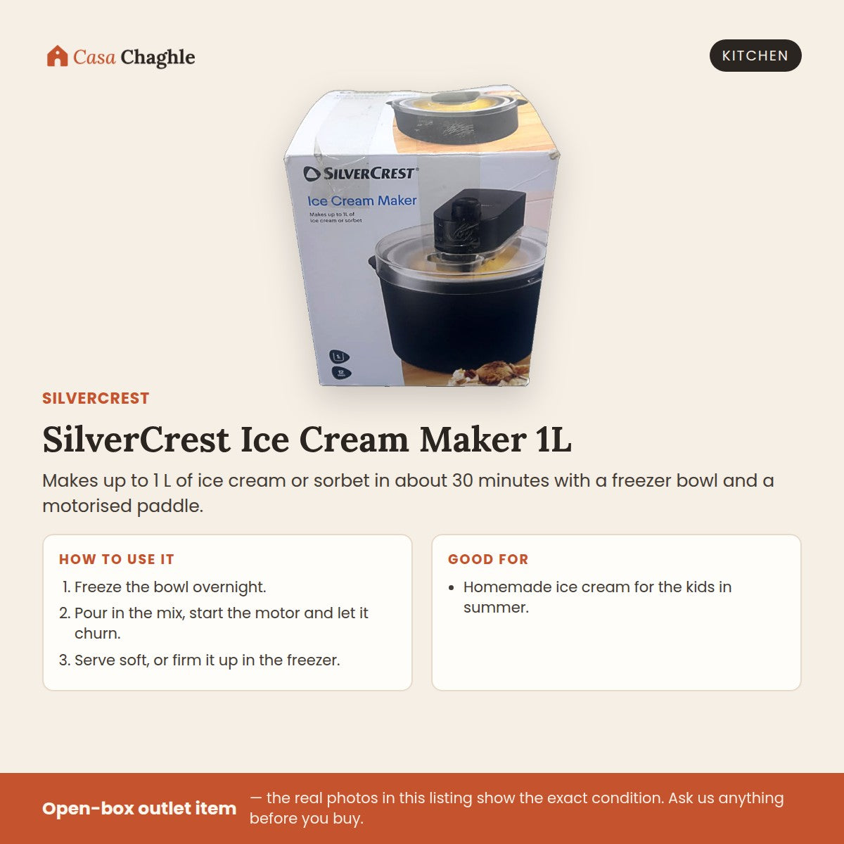 SilverCrest Ice Cream Maker 1L