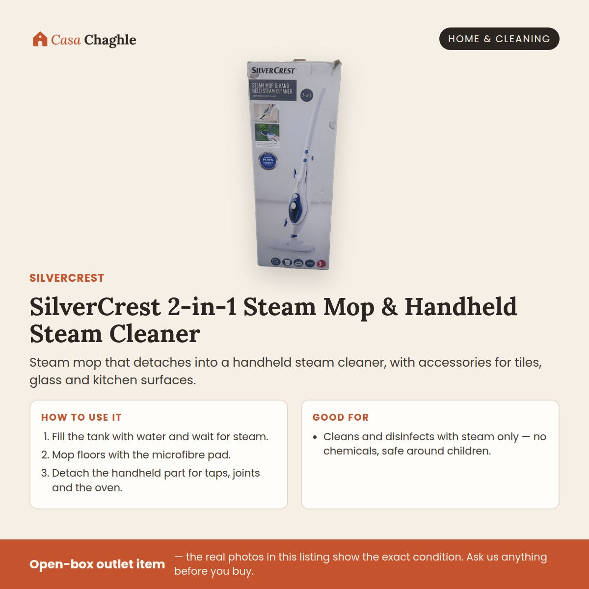 SilverCrest 2-in-1 Steam Mop & Handheld Steam Cleaner
