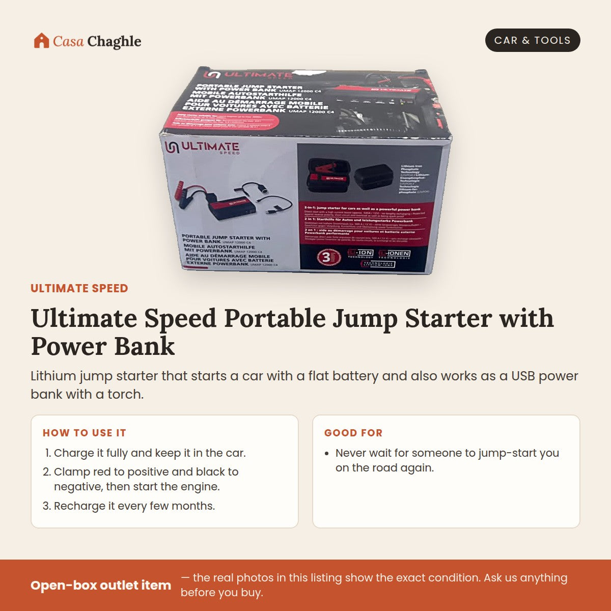 Ultimate Speed Portable Jump Starter with Power Bank