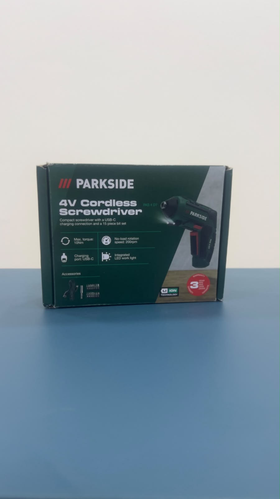 Parkside 4V Cordless Screwdriver (USB-C)